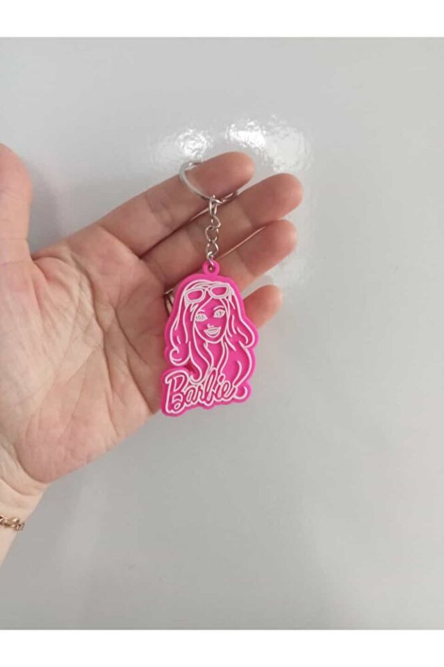 Kız Barbie Figürlü Pembe Anahtarlık