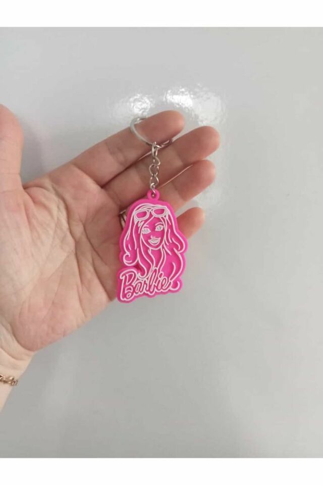 Kız Barbie Figürlü Pembe Anahtarlık