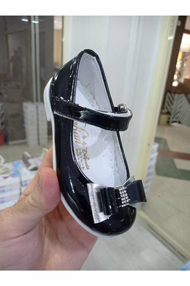 Siyah Kız Çocuk Bebe Ortopedik Babet Ayakkabı