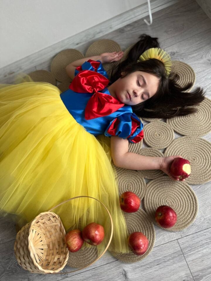 Kız Çocuk Pamuk Prenses Kostüm Elbise + Toka