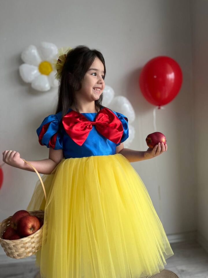 Kız Çocuk Pamuk Prenses Kostüm Elbise + Toka