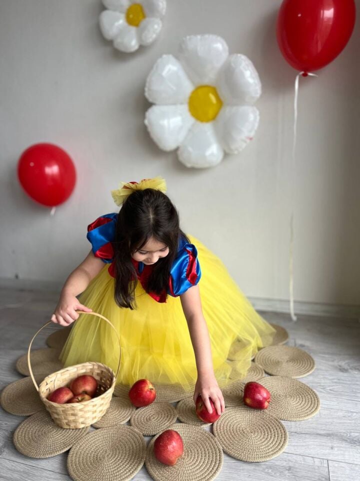 Kız Çocuk Pamuk Prenses Kostüm Elbise + Toka