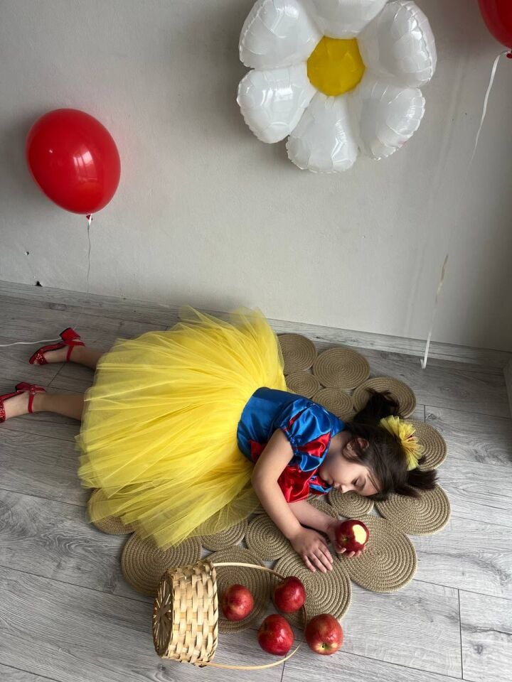 Kız Çocuk Pamuk Prenses Kostüm Elbise + Toka