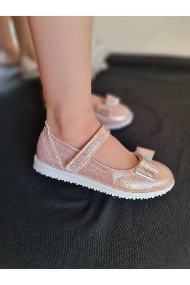 Ortopedik Düz Taban Pembe Kız Çocuk Prenses Babet